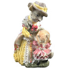 Internationale Figur viktorianisches Tabitha graues und Emily anthropomorphes Kaninchen Vintage