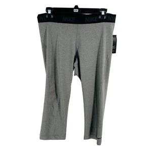 Nike Women's Heather Grey Athletic Cropped Training Leggings XL Inseam 20" NEW - Picture 1 of 3