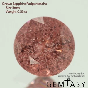 Piedra tallada - Zafiro Padparadscha Czochralski (tirado) cultivado en laboratorio, 5 mm 0,55 quilates - Imagen 1 de 4