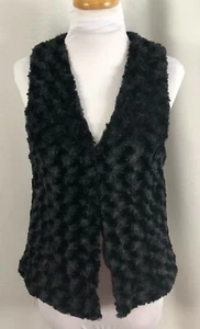 New Fever Womens Vest Solid Black Lined Textured Soft Polyester Small - Picture 1 of 9