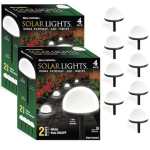 Bell + Howell Solar Powered Dome Lights with Auto On/Off - Pack of 8 - Picture 1 of 6