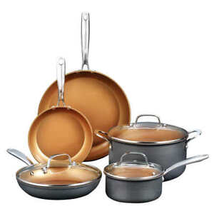 Gotham Steel Pro Non-Stick 8-piece Hard Anodized Cookware Set - See Details