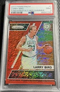 2017 Larry Bird Celtics 6/8 PSA 9 Panini Prizm Fundamentals Red Shimmer #7 - Picture 1 of 3