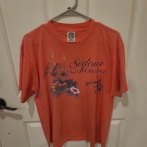 Vintage Sedona Arizona Single Stitch T Shirt Size Large Pink Hummingbird Cactus - Picture 1 of 3