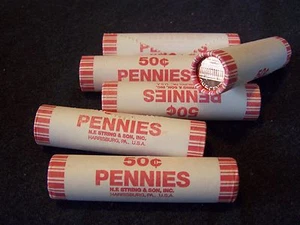 2005 **Original Bank Wrapped ** Uncirculated Lincoln Cent Roll - OBW Pennies - Picture 1 of 3