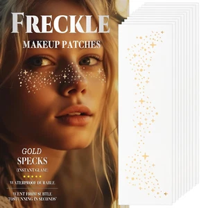 Glitter Freckles Face Tattoo - Gold - Glow up Makeup Patches - Face Glitter Spec - Picture 1 of 12
