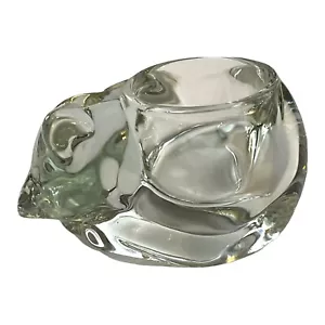 INDIANA GLASS CRYSTAL CLEAR SLEEPING CAT VOTIVE CANDLE HOLDER #04458 - Picture 1 of 4