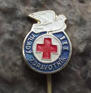 Antique Young Medic Red Cross Dove Medical Medicine Nurse Stage 3 Pin Badge - Picture 1 of 2