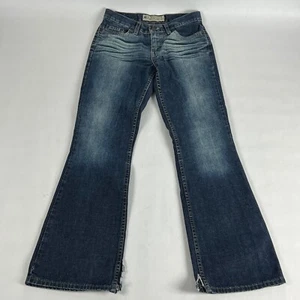American Eagle Flared Leg Womens Jeans 2 Blue Dark Wash Split Hems - Picture 1 of 10