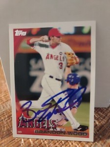 Brandon Wood Autographed 2010 Topps Signed Baseball Card #527 Los Angeles Angels