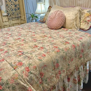 Vintage Ralph Lauren Brittany Cottage Rose Floral Twin Comforter Blanket USA - Picture 1 of 12