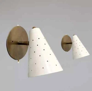 Mid Century Modern Wall Sconce Stilnovo Brass Wall Fixture Lamps 1950's - Picture 1 of 5