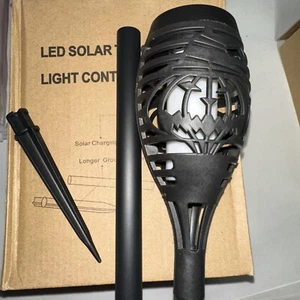 Halloween Solar Torch Lights w/ Pumpkin, Outdoor Pathway Light 6pk - Picture 1 of 3