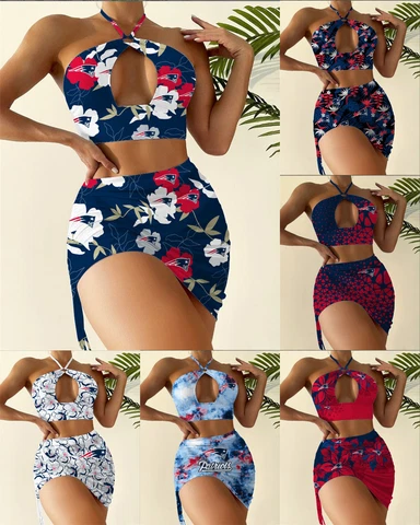 New England Patriots Women's Bikini Set 2PCS Beach Halter Swimwear Sexy Swimsuit Cover