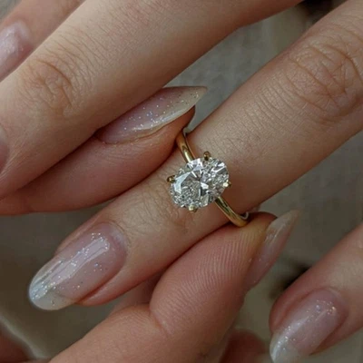 Diamond Wedding Ring 1.50 Ct 18k Yellow Gold IGI Lab Created Oval E F  VS - Image 1 of 4