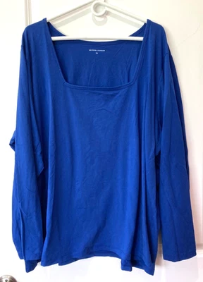 Camiseta Universal Standard Azul Manga Larga Talla 2XL Plus Foto 1 de 4