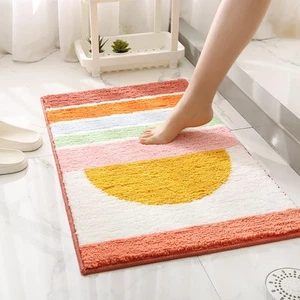 Boho Bathroom Rugs 20X32 Cute Rainbow Mat Super Water Absorbent Retro Sun Mats - Picture 1 of 7