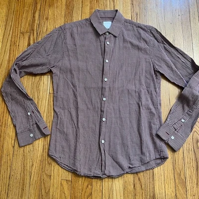 Sandro Paris Shirt Mens XS Red Casual Dress Shirt Long Sleeve Plaid - Image 1 of 4