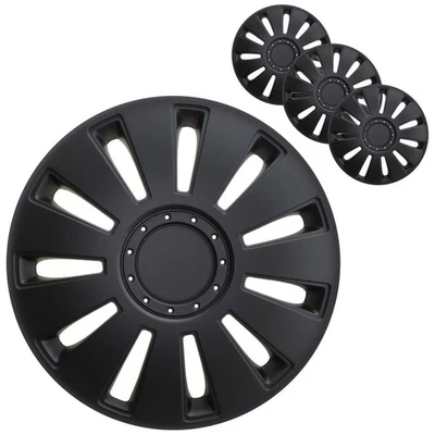 PETEX 4 Stück Radkappen 14 Zoll Radzierblenden in Schwarz Radblenden Universal
