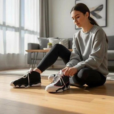 Women’s Size 8 Black/White/Fuchsia Athletic Sneakers – Genuine Leather & Mesh - Image 1 of 4