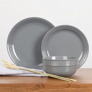 Dinnerset 12-teilig Anaheim grau Steingut Geschirr - Bild 1 von 4