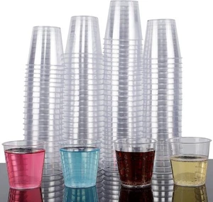 1oz Clear Plastic Disposable Hard Cups 100 Count Shot Glasses - Picture 1 of 7