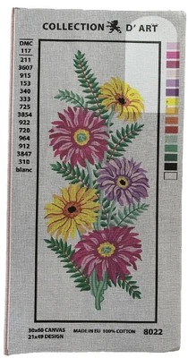 needlepoint Tapestry Gobelin Canvas Only 30x60 Cm Flowers Rto - Image 1 of 4