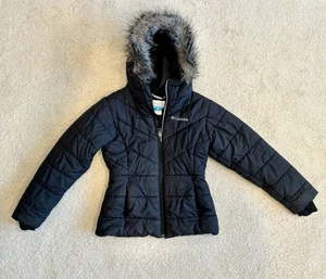 Columbia Girls Small 7/8 Winter Coat Hooded Black - Picture 1 of 5
