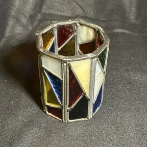 VTG Stained Glass Octagon Candle Votive Lantern Shade 3.5”x4” - Picture 1 of 7