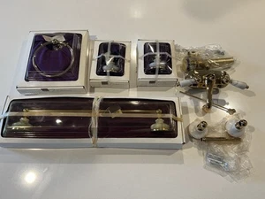 VALENCIA White Marble & Gold (Solid Brass) Bathroom Fixt Lot! Faucet Towel Etc - Picture 1 of 11