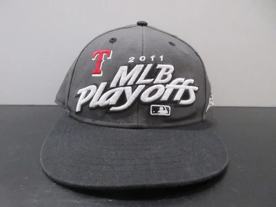 Texas Rangers Hat Cap Snap Back Gray Black MLB Baseball Playoffs Adjustable Mens - Image 1 of 4