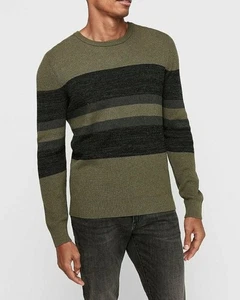 Express Striped Marled Crew Neck Sweater L - Picture 1 of 3