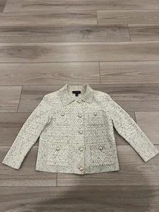Blazer Cuello Autre Marca St. John Perla Abotonada Tweed Tejido Talla 8 Hecho en EE. UU. - Imagen 1 de 8