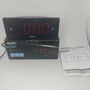 Bush FM/MW Clock Radio Alarm CCRXL181 Large Numbers Black Opened Never Used - Picture 1 of 24