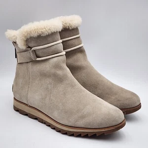 Sorel Boots Womens Size 7 Harlow Bootie White Seude Chelsea Ankle - Picture 1 of 9