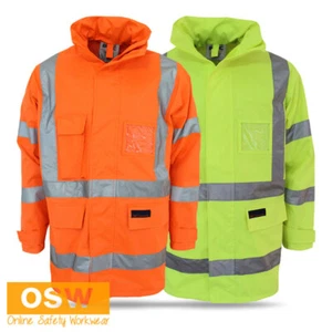 Hi Vis X Back Rain Jacket Waterproof Biomotion Tape N.S.W Rail Compliant 3996 - Picture 1 of 5