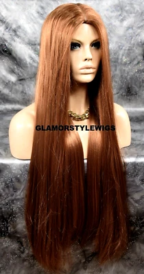 40'' FULL WIG EXTRA LONG STRAIGHT SKIN HAIR PART HAIR PIECE AUBURN #27 NWT - Image 1 of 4