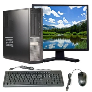 Dell Desktop 8GB RAM 256GB SSD Intel Core i5 PC 19" Monitor Windows 10 Pro Wi-Fi - Picture 1 of 6