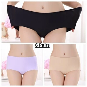 6 Pairs Women Seamless Spandex Ice Silk Elastic Briefs Panties Knicker Underwear - Picture 1 of 4