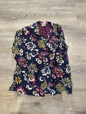 Top de salón floral de algodón VERA BRADLEY L/S ~ ¡Grande usado en excelente estado! Foto 1 de 4