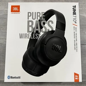 Authentic JBL Tune 710BT Pure Bass Wireless Bluetooth Over-ear Headphones, Black - Picture 1 of 12