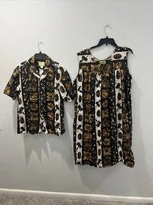 Ui Maikai Shirt Hawaiiana Dress 1960’s Hawaiian Barkcloth His/Hers Honeymoon Set - Picture 1 of 8
