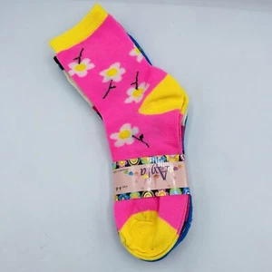 Ayla Girls Socks Size 4-6 Flowers Bunny Multi Color Pack of 3 New - Picture 1 of 4