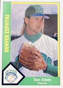 Brand New: Vintage 1990 CMC Tom Edens Denver Zephyrs Trading Card