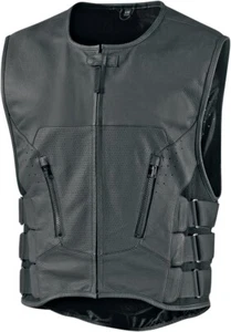 D30 Leather Vest - Black Men's 2X-Large Icon 2830-0397 - Picture 1 of 17