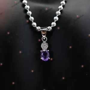 Colgante de amatista natural certificado 1,06 g - Piedra preciosa púrpura en plata maciza 925 - Imagen 1 de 7