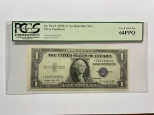 *1935 G $1 SILVER CERTIFICATE, *STAR NOTE* NO MOTTO, PCGS CURRENCY 64PPQ #SC17 - Picture 1 of 10