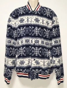 Tommy Hilfiger Nordic/Fair-Isle Rare Fleece Bomber Jacket, Men L, Snap Front - Picture 1 of 5