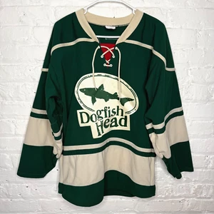 VINTAGE Dogfish Head Hockey Jersey Mens Small Green Athletic Knit Rare Keener - Picture 1 of 3