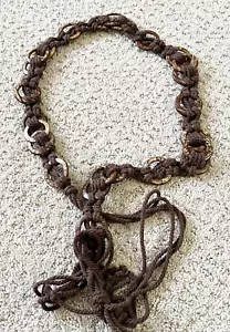 Damen Braun Hippie Seil Flechtgürtel M L Makramee Fransen Perlen Boho Festival 70er - Bild 1 von 8